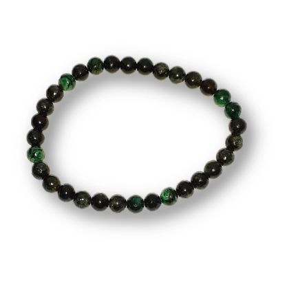 Euchlorit Kugel-Armband , grüner Kmaite Armschmuck, 6 mm Kugeln auf elastischem Faden