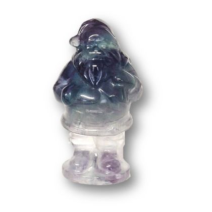 Weihnachtsmann-Nikolaus aus Regenbogen-Fluorit, Handarbeit, stehende Deko- Figur, ca. 5 cm, N54