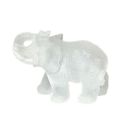 Kristall Elefant Edelstein Figur, Tiergravur, Edelsteintier echtem Bergkristall, Glücksbringer, Geschenk, ca.7,5 cm