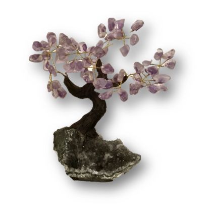 Edelstein Baum Amethyst, Stein Bäumchen, Baum mit polierten Amethyst Edelsteinchen, ca.20 cm