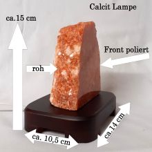 Edelsteinlampe Orchideencalcit | Lampe mit Rechteck-Holz-Sockel | Stimmungslicht roter Calcit | wundervolle Orientierungshilfe in der Nacht