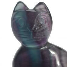 Fluorit Edelstein Katze ca. 6,5 cm Tiergravur | Glücksbringer und Heilstein | sehr beliebtes Sammelobjekt bei Groß und Klein