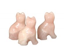 Rosenquarz Katze - Rosa Kristall Katze, Katze aus Rosenquarz 5 cm