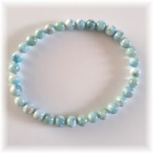 Larimar Kugel Armband, echter Atlantisstein Armschmuck, Edelstein Perlenarmband auf Strechband, N6