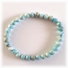 Larimar Kugel Armband, echter Atlantisstein Armschmuck, Edelstein Perlenarmband auf Strechband, N6