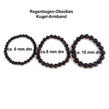 Regenbogen-Obsidian Armschmuck | Edelstein Kugelarmband | Kugel-Durchmesser ca.8 mm | auf elastischem Faden | für Damen und Herren Steinschmuck echt