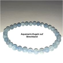 Aquamarin Perlenarmband, Edelstein hellblaue Aquamarin Kugeln auf elastischem Faden, Steinschmuck Armband