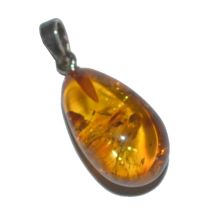 Bernstein Anhänger echt, Bernsteinschmuck mit 925 Silber Öse, Kettenanhänger mit Einschüssen, Ostsee-Amber N23