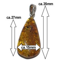 Bernstein-Schmuck-Anhänger, Ostsee-Amber Cognac farbend, Kettenanhänger mit Silber Schlaufenöse, echter Bernstein N24