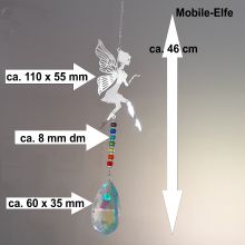 Fensterschmuck, Sonnenfänger mit Elfe oder Fee, Mobile, Metall-Dekohänger, Suncatcher mit tollem Lichtspiel