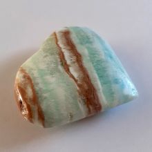 Edelstein Herz-Aragonit blau, Zeiringit Naturstein Dekoherz, Glücksbringer, N78