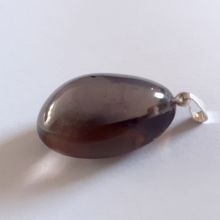 Rauchquarz Kettenanhänger, Schmuck-Anhänger mit Silber Schlaufen Öse, Edelstein echt