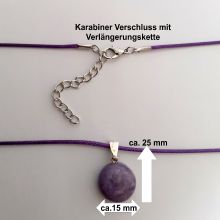 Charoit Kettenanhänge mit beweglicher Schlaufen Öse aus Silber, runder Cabochon Schmuckstein an Bandkette, N5