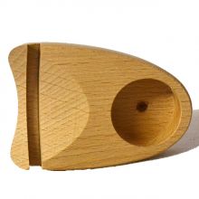 Achat Scheibe mit Holz-Teelichthalter, Halterung/Ständer zum aufstellen und beleuchten mit einer Teelicht Kerze, N122