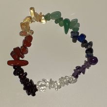 Chakra Edelstein Splitter-Armband, Edelstein Mix Armschmuck mit Strechband für Damen und Herren