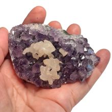 Amethyst mit Calcit, Amethyst Mineral, Amethyst Kristall Naturstein Drusenstück, echter Edelstein N156