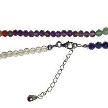 Chakra Edelstein Kette, facettierter Perlen Schmuck 7 Farben, Energiekette für Damen und Herren, Silber Verschluss