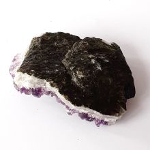 Amethyst Drusenstück, kleine Amethyst-Kristall-Druse mit Calcit, schöne dunkle Spitzen, N223