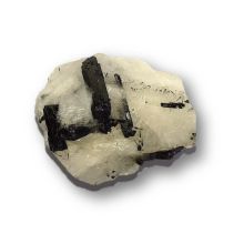 Echter Edelstein Quarz mit schwarzen Turmalin/Schörl, Turmalinquarz Rohstein, kleiner Brocken, Energiestein, N80