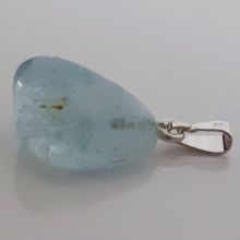 Blautopas Kettenanhänger mit Silber Öse, Trommelstein hellblau, Topas Schmuck