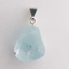 Blautopas Kettenanhänger mit Silber Öse, Trommelstein hellblau, Topas Schmuck