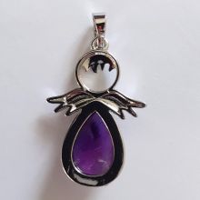 Schmuck Anhänger, Edelstein Engel Amethyst mit Metall Silber farbend