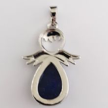 Schmuck Anhänger, Edelstein Engel Lapislazuli mit Metall Silber farbend