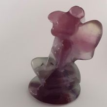 Regenbogen Fluorit Edelstein Elfe, Fee aus violett gestreiften Fluorit zur Dekoration, ca. 50mm