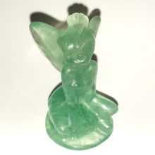 Grüne-Fluorit Edelstein Elfe, Fee aus violett gestreiften Fluorit zur Dekoration, ca. 45mm