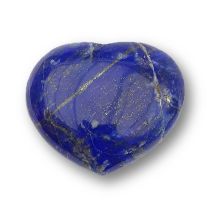 Lapis-Lazuli Edelstein Herz Handschmeichler, bauchiges Herz zur Dekoration aus Lapislazuli N76