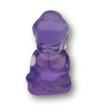 Buddha aus violettem Fluorit Stein, Edelstein Figur sitzend, Buddha-violett, ca. 40mm