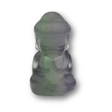 Buddha aus grünem Fluorit Stein, Edelstein Figur sitzend, Buddha ca. 40mm