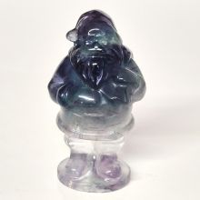 Weihnachtsmann-Nikolaus aus Regenbogen-Fluorit, Handarbeit, stehende Deko- Figur, ca. 5 cm, N54