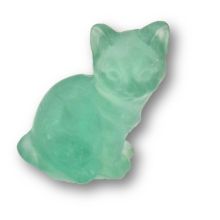 Katze, sitzendes Edelsteintier aus grünem Fluorit, Tierfigur Katze Geschenk, Dekoration, ca. 55 mm