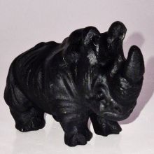 Nashorn aus schwarzem Onyx Naturstein, Stein Figur, Handarbeit aus echtem Stein