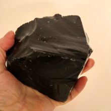 Obsidian Natur Rohstein Brocken, Edelstein Osidian schwarz, Vulkanglas, N927