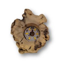 Holzstamm-LED-Warmlicht, Holz Sockel Natur mit 6 LED`s, Beleuchtung für ihre Edelstein Kugeln, mit USB Stecker und Netzteil für die Steckdose, Höhe ca. 6 cm