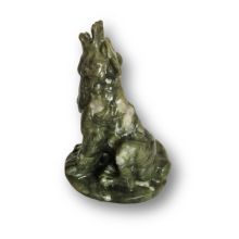 Wolf Edelstein Tier, Handarbeit aus Serpentin Stein, ca. 15 cm, Dekoration, Sammler