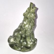 Wolf Edelstein Tier, Handarbeit aus Serpentin Stein, ca. 15 cm, Dekoration, Sammler